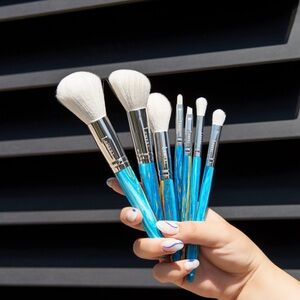 Blue, Orange and White Makeup Brush Set